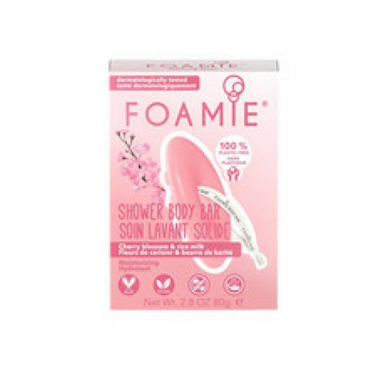FOAMIE Feste Duschseife Cherry Kiss With Cherry Blossom and Rice Milk (Shower Body Bar) 80 g von FOAMIE
