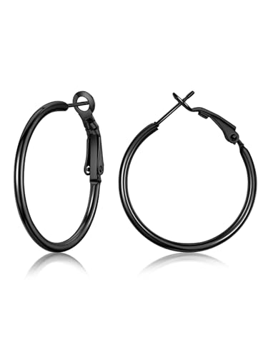 FOCALOOK 30mm Hoop Ohrringe Creolen Große Runde Kreis Ohrringe silberfarben Elegant Ohrschmuck für Frauen Mädchen Bürodamen von FOCALOOK