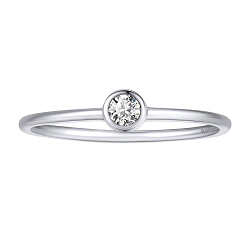 FOCALOOK 925 Silber Ehering Versprechen Ring für Damen Solitär Ring Trauring Verlobungsring mit Runden Weißen Zirkonia Schmuck für Geburtstag Größe 54 (17.2) von FOCALOOK