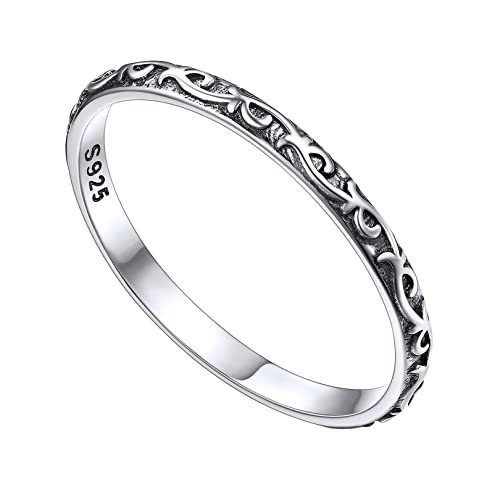 FOCALOOK 925 Silber Ehering Versprechen Ring für Damen Vorsteckring Trauring Verlobungsring mit Vintage Keltischen Knoten Muster Schmuck für Geburtstag Größe 54 (17.2) von FOCALOOK