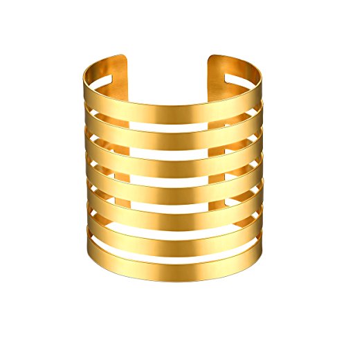 FOCALOOK Armspange Damen Armband Gold Armreif Oberarm Edelstahl Freundschaftsarmband Offene Stulpe 72mm breit Armreif Armband Schmuck FOCALOOK Armspange Damen Armband Gold Armreif Oberarm Edelstahl Freundschaftsarmband Offene Stulpe 72mm breit Armreif Armband Schmuck von FOCALOOK