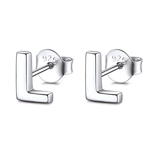 FOCALOOK Buchstabe L Ohrringe Ohrstecker Silber 925 für Damen Mädchen einfache Initiale Ohr Piercing Letter Ohrringe Silber Schmuck Accessoire für Geburtstag von FOCALOOK