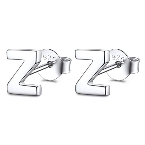 FOCALOOK Silber 925 Buchstabe Z Ohrringe - Minimalistischer Ohrstecker Schmuck für Frauen und Mädchen von FOCALOOK