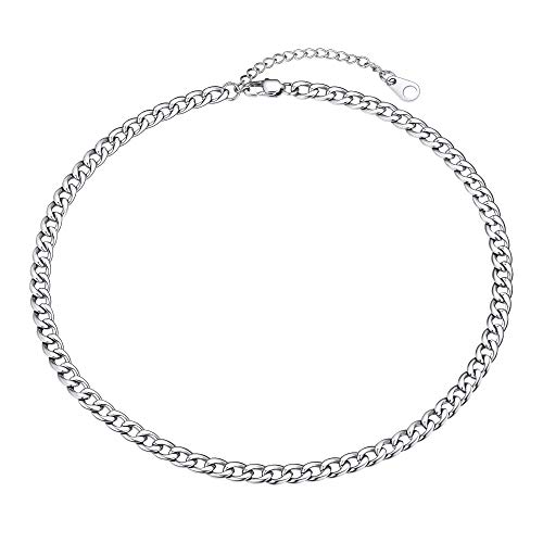 FOCALOOK Choker Collier für Damen Mädchen Edelstahl kubanische Gliederkette 5mm/35+5cm hochglanzpoliert Panzerkette Halskette modischer Schmuck Accessoire tolles Geschenk für Weihnachten von FOCALOOK