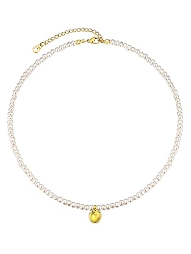 FOCALOOK Choker Perlen Halskette Damen Geburtsstein Sternzeichen Kette Pearl Necklace Geburtsstein November Perlenschmuck Accessoires für Frauen Hochzeitstag von FOCALOOK