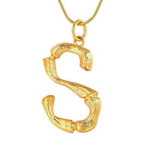 FOCALOOK Collier mit Anhänger Damen Buchstabe S mit 1,2mm 50+5cm Schlangenkette Gelbgold überzogend Coole Initiale Schmuck für Mädchen Weihnachten Geburtstag Geschenk - Gold von FOCALOOK