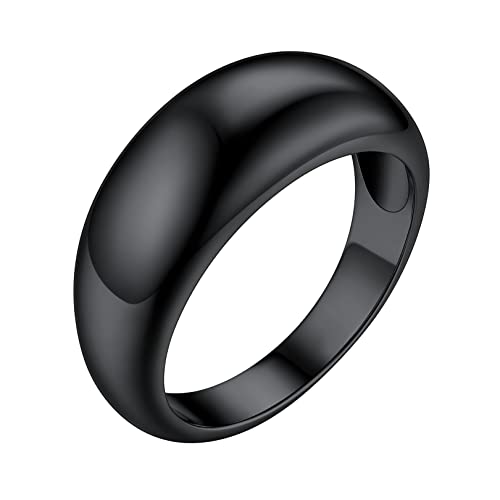 FOCALOOK Croissant Ring Schwarz Verlobungsring Trauring Antragsring Dom Ring Chunky Ring Hochzeit Verlobung Modeschmuck für Braut Brautjungfer Größe 59 (18.8) von FOCALOOK