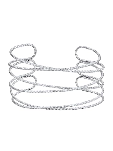 FOCALOOK Damen Armband Offen Edelstahl Armband Glitzer Wickelarmband Armreif Offen Armspange Oberarm Freundschaftsarmband Charm Armband Schmuck Sommerarmband von FOCALOOK