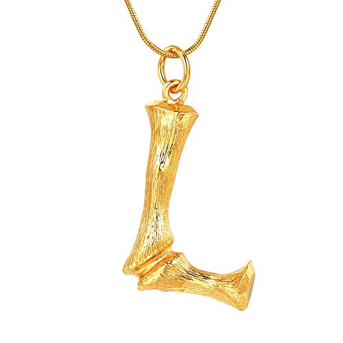 FOCALOOK Collier mit Anhänger Damen Buchstabe L mit 1,2mm 50+5cm Schlangenkette Gelbgold überzogen Coole Initiale Schmuck für Mädchen Weihnachten Geburtstag Geschenk - Gold von FOCALOOK