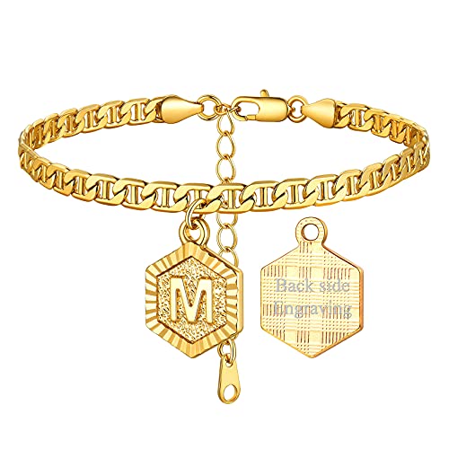 FOCALOOK Damen Buchstabe M Fußkettchen 22cm Kette Gold Buchstaben Kette Anhänger Kette Sommer Strand Armband Fuß Schmuck Accessoire von FOCALOOK