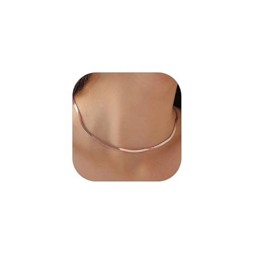 FOCALOOK Damen Choker Rosegold vergoldet Kurze Halskette 38+9cm 3mm breit Flache Schlangenkette verstellbare Kurze Gliederkette Modeschmuck Accessoire für Ehefrau Freundin Schwester FOCALOOK Damen Choker Rosegold vergoldet Kurze Halskette 38+9cm 3mm breit Flache Schlangenkette verstellbare Kurze Gliederkette Modeschmuck Accessoire für Ehefrau Freundin Schwester von FOCALOOK