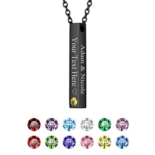FOCALOOK Damen Collier schwarz personalisiert 3D Stab Bar Anhänger mit 46+5cm Rolokette verstellbar Halskette trendig Geometrischer Quader mit Geburtsstein Schmuck Accessoire für Frauen Herren FOCALOOK Damen Collier schwarz personalisiert 3D Stab Bar Anhänger mit 46+5cm Rolokette verstellbar Halskette trendig Geometrischer Quader mit Geburtsstein Schmuck Accessoire für Frauen Herren von FOCALOOK