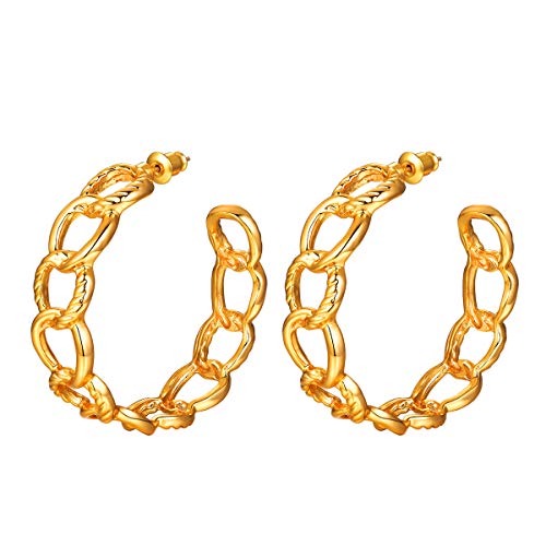 FOCALOOK Damen Geometrische Ohrringe offene halbe Ohrringe Gold überzogen Link Ohrstecker Damen Mädchen Statement Ohrschmuck tolle Geschenkidee von FOCALOOK