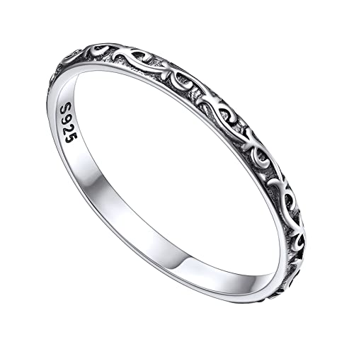 FOCALOOK Damen Herren Ehering Verlobungsring 2mm breit 925er Silber Vorsteckring mit Vintage Keltischen Knoten Muster Antragsring Partnerring Schmuck Größe 57 (18.1) von FOCALOOK