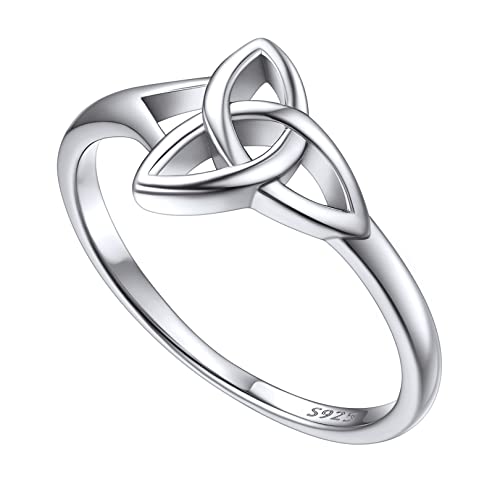 FOCALOOK Damen Herren Ehering Verlobungsring Trauring 925 Sterling Silber Triquetra Ring Antragsring Partnerring Keltischer Schmuck Größe 57 (18.1) von FOCALOOK