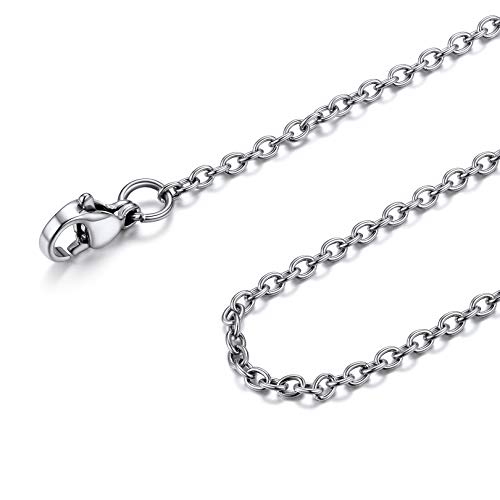 FOCALOOK Damen Herren Kette 2mm dünne Rolokette Edelstahl Halskette Ersatzkette für Anhänger silberfarben Gliederkette 65cm von FOCALOOK