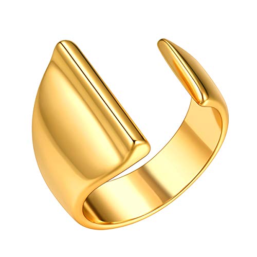 FOCALOOK Damen Offener Ring Anfangsbuchstabe I Knöchel Ring 18k vergoldet Finger Ring für Mädchen Verstellbarer Statement Ring Modeschmuck Accessoire für Geburtstag von FOCALOOK