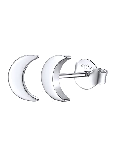 FOCALOOK Damen Ohrringe Ohrstecker Silber 925 Ohrringe Mond Silver Earrings Piercing Ohr Medizinische Ohrstecker Earrings Accessoire Ohrschmuck von FOCALOOK