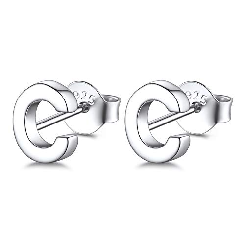 FOCALOOK Damen Ohrstecker Buchstabe C Ohrringe Silber Initiale Letter Ohrstecker Silber Ohr Piercing minimalistische Ohrringe Schmuck Accessoire für Valentinstag von FOCALOOK