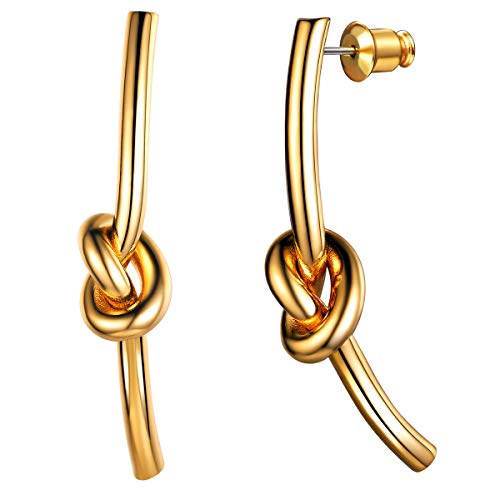 FOCALOOK Damen Ohrstecker Gold überzogen Liebe Knoten Design Ohrstecker Gold überzogen Statement Ohrringe für Mädchen Frauen Geschenkidee für Freundin Ehefrau Brautjungfer von FOCALOOK