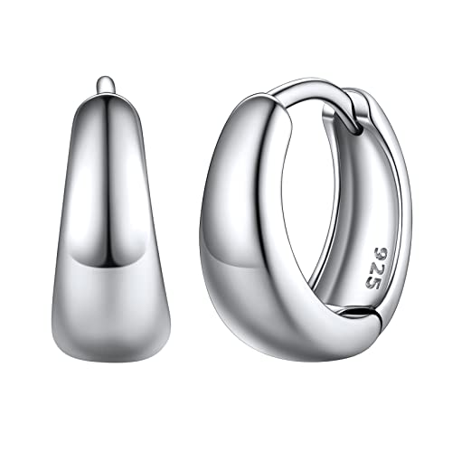 FOCALOOK Damen Wassertropfen Form Huggie Creolen Silber 925 10mm mini Kreolen kleine Ohrringe Modeschmuck Accessoire für Alltagskleidung Abendkleid von FOCALOOK