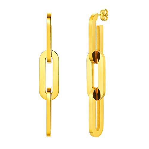 FOCALOOK Damen baumeln Ohrringe 18k vergoldet 3 scheidbaren Bindeglieder Design Ohrringe trendiger Ohrstecker Modeschmuck Accessoire für Geburtstag Valentinstag von FOCALOOK