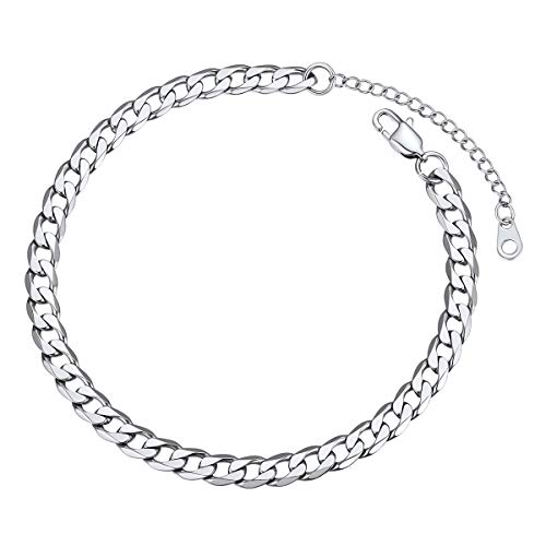 FOCALOOK Fußkette für Damen Mädchen Edelstahl Panzerkete Fußkettchen Kette 22CM Armband Sommer Strand Schmuck Accessoire von FOCALOOK