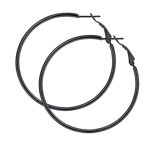 FOCALOOK 50mm Hoop Ohrringe Creolen Große Runde Kreis Ohrringe silberfarben Elegant Ohrschmuck für Frauen Mädchen Bürodamen von FOCALOOK