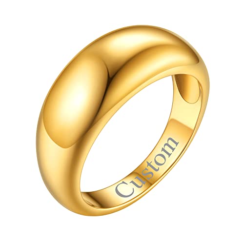 FOCALOOK Ehering Partnerring für Damen 18k vergoldet Kuppel Croissant Design Ring personalisiert Verlobungsring Trauring Modeschmuck für Jahrestag Valentinstag Größe 64 (20.4) von FOCALOOK