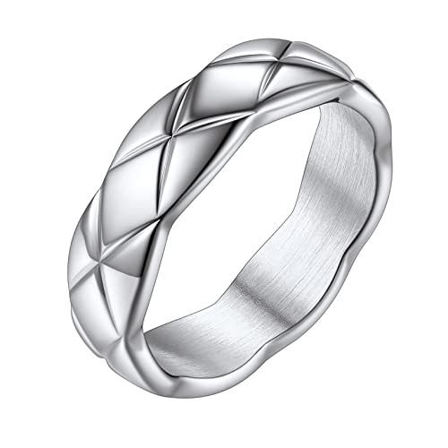 FOCALOOK Ehering Partnerring für Männer 6mm breit Edelstahl X-Kreuz Design Verlobungsring Antragsring Trauring Herren Modeschmuck für Jahrestag Valentinstag Größe 64 (20.4) von FOCALOOK