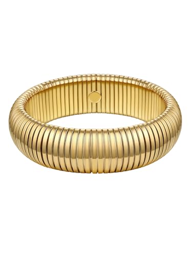 FOCALOOK Elastisches Armband Schlangen Armreif Edelstahl Armreif Gold Stretch Armband Damen Armspange Gold breit 20mm Schlangenarmband Damen Schmuck von FOCALOOK