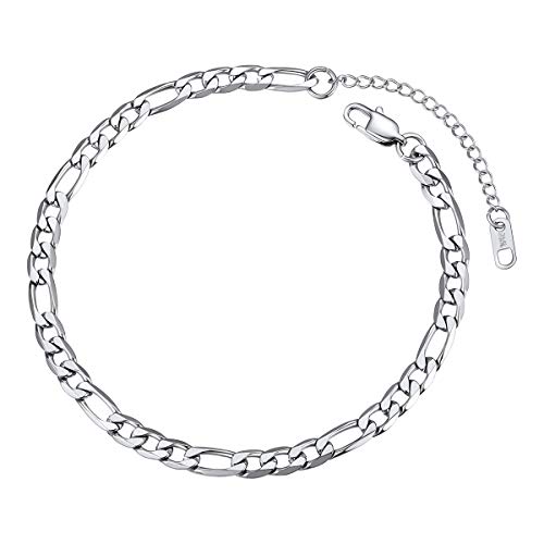 FOCALOOK Figarokette Fußkette 22CM Fußband Edelstahl Armband Sommer Strand Fußkette Schmuck für Damen Mädchen von FOCALOOK