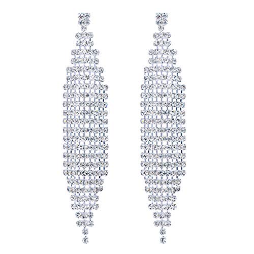 FOCALOOK Filigran Ohrringe Damen Elegant Ohrstecker versilbert Österreichischer Strass Statement Ohrhänger Modeschmuck für Geburtstag Hochzeit von FOCALOOK