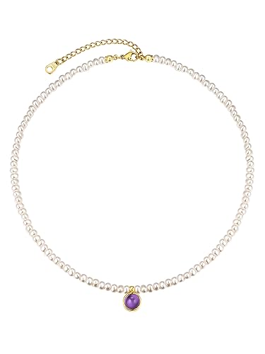 FOCALOOK Geburtsstein Halskette Weiße Perlenkette Sternzeichen Kette Geburtsstein Februar Pearl Necklace Accessoires Perlenschmuck für Damen Herren FOCALOOK Geburtsstein Halskette Weiße Perlenkette Sternzeichen Kette Geburtsstein Februar Pearl Necklace Accessoires Perlenschmuck für Damen Herren von FOCALOOK