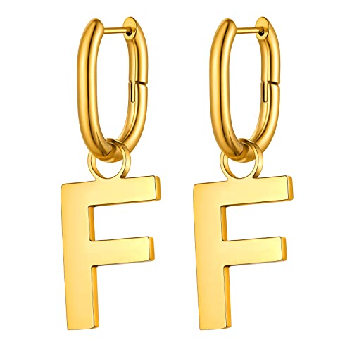 FOCALOOK Hängende Ohrringe Buchstabe F Ohrhänger für Damen, 316L Edelstahl Ohrringe in Gold, Ohrschmuck für Geliebte/Freundin/Tochter zum Geburtstag/Valentinstag/Weihnachten usw. von FOCALOOK