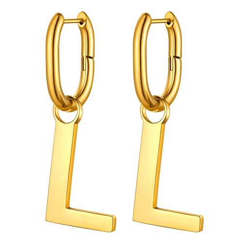 FOCALOOK Hängende Ohrringe Buchstabe L Ohrhänger für Damen, 316L Edelstahl Ohrringe in Gold, Ohrschmuck für Geliebte/Freundin/Tochter zum Geburtstag/Valentinstag/Weihnachten usw. von FOCALOOK