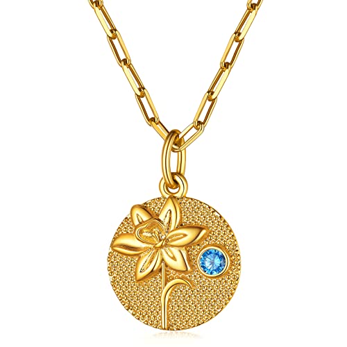 FOCALOOK Halskette + Weihnachtsstern Motiv Münze für Frauen Mädchen 18k vergoldet Dezember Geburtsblume Anhänger mit 45+5cm Rolokette Damen Geburtsstein Geburtsmonat Modeschmuck Accessoire FOCALOOK Halskette + Weihnachtsstern Motiv Münze für Frauen Mädchen 18k vergoldet Dezember Geburtsblume Anhänger mit 45+5cm Rolokette Damen Geburtsstein Geburtsmonat Modeschmuck Accessoire von FOCALOOK