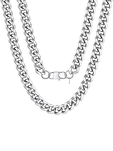 FOCALOOK Halskette für Herren Kette Edelstahl Panzerkette 12MM breit Gliederkette Jungen Kettenlänge 70CM Hip Hop Modeschmuck von FOCALOOK