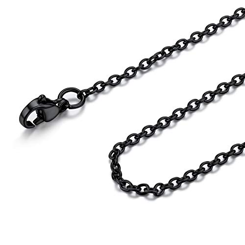 FOCALOOK Halskette für Männer Frauen Jungen Mädchen 2mm dünne Rolokette Edelstahl Halskette Ersatzkette für Anhänger schwarz Gliederkette 75cm von FOCALOOK