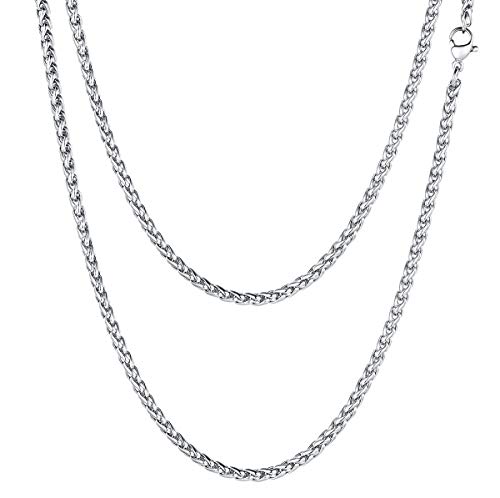 FOCALOOK Herren Halskette Edelstahl 3mm massiv Weizenkette Halskette Männer Jungen 50cm/20 Gliederkette Punk Hip Hop Rapper Halsschmuck von FOCALOOK