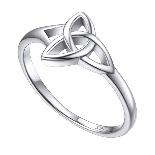 FOCALOOK Herren Partnerring Silber 925 Ehering Verlobungsring Keltischer Triquetra Trauring Antragsring Hochzeit Schmuck für Männer Größe 59 (18.8) von FOCALOOK