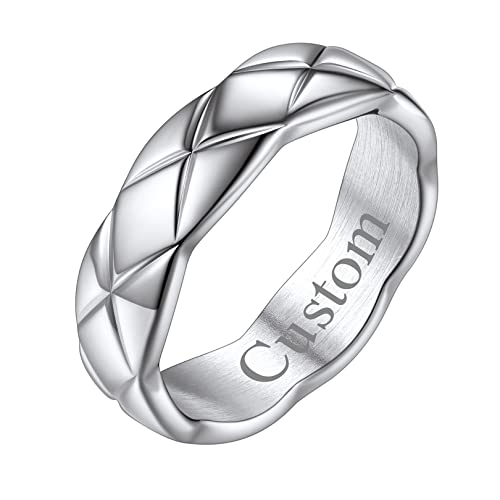 FOCALOOK Herren personalisiert Partnerring Edelstahl Ehering Verlobungsring 6mm breit X-Kreuz Design Trauring Antragsring Hochzeit Verlobung Modeschmuck für Männer Größe 59 (18.8) von FOCALOOK