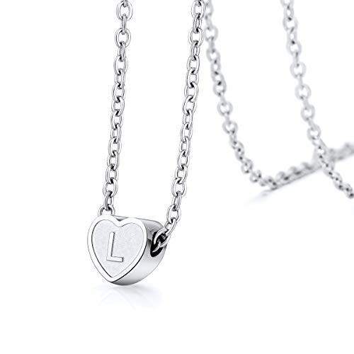 FOCALOOK Initiale Schlüsselbein Kette für Damen Edelstahl Herz Charm Anhänger Halskette mit Buchstabe L 1,5mm/45cm Rolokette Modeschmuck Accessoire für Freundin Ehefrau FOCALOOK Initiale Schlüsselbein Kette für Damen Edelstahl Herz Charm Anhänger Halskette mit Buchstabe L 1,5mm/45cm Rolokette Modeschmuck Accessoire für Freundin Ehefrau von FOCALOOK