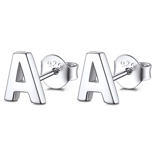 FOCALOOK Ohrringe Silber 925 Buchstabe A Ohrringe Silber Ohrstecker einfache Buchstabe Ohrringe Minimalist Ohrstecker Schmuck für Frauen Mädchen von FOCALOOK