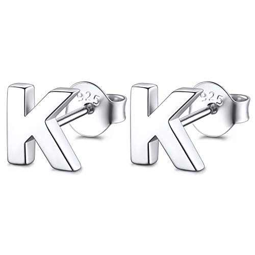 FOCALOOK Silber 925 Buchstabe K Ohrringe - Minimalistischer Ohrstecker Schmuck für Frauen und Mädchen von FOCALOOK
