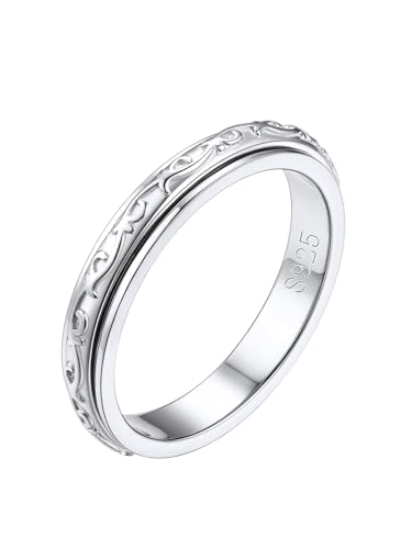 FOCALOOK Keltischer Knoten Ring 925 Silber Eheringe Damen Schmal Fidget Ring Größe 52mm Spinner Ring Herren Stimmungsring Partnerringe Stress Ring Verlobungsring Keltischer Schmuck von FOCALOOK