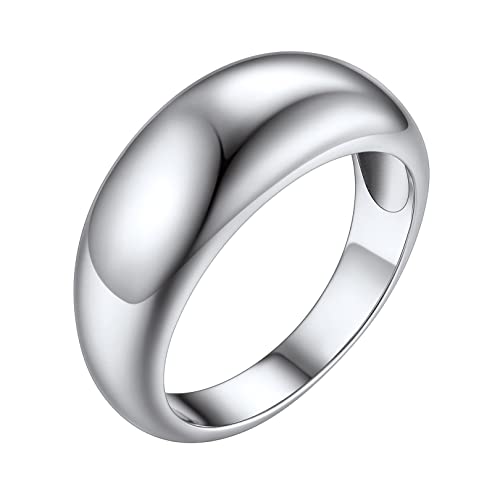 FOCALOOK Kuppel Croissant Design Ring für Damen Edelstahl Trauring Verlobungsring Antragsring Partnerring Hochzeit Jahrestag Modeschmuck Größe 67 (21.3) von FOCALOOK