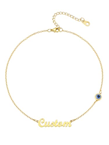 FOCALOOK Namenskette Gold Nazar Boncugu Kette Edelstahl Ketten Böses Auge Choker Kette Damen Böse Blick Kette Mit Namen Accessoires Nazar Amulett Schmuck von FOCALOOK