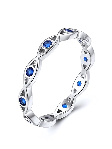 FOCALOOK Nazar Boncuk Damen Ring Silber 925 Solitär Größe 59mm Böses Auge Türkisches Auge Böser Blick Verlobungsring Trauringe Nazar Amulett Schmuck von FOCALOOK