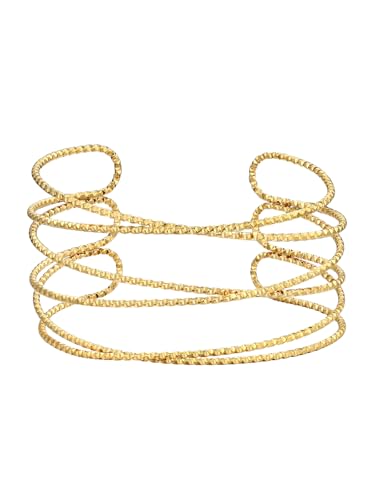 FOCALOOK Offen Armband Damen Gold Wickelarmband Glitzer Armband Edelstahl Armreif Offen Gold Armspange Oberarm Charm Armband Freundschaftsarmband Schmuck Damen Sommer Armband von FOCALOOK